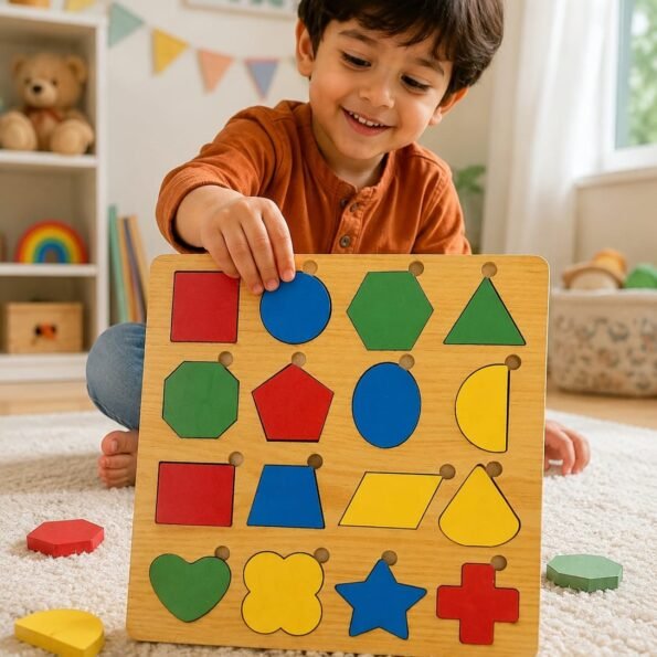 Shape Puzzle Board Game - Educational Wooden Learning Toy Crafted From MDF Wood
