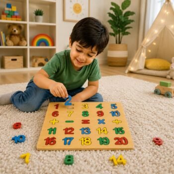 Math Puzzle Board Game - Educational Wooden Learning Toy Crafted From MDF Wood